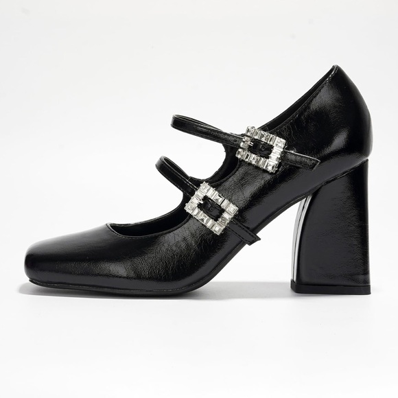 •CAPE ROBBIN• “Selina” Double Strap Mary Jane Heels - Black // NIB - Picture 3 of 16